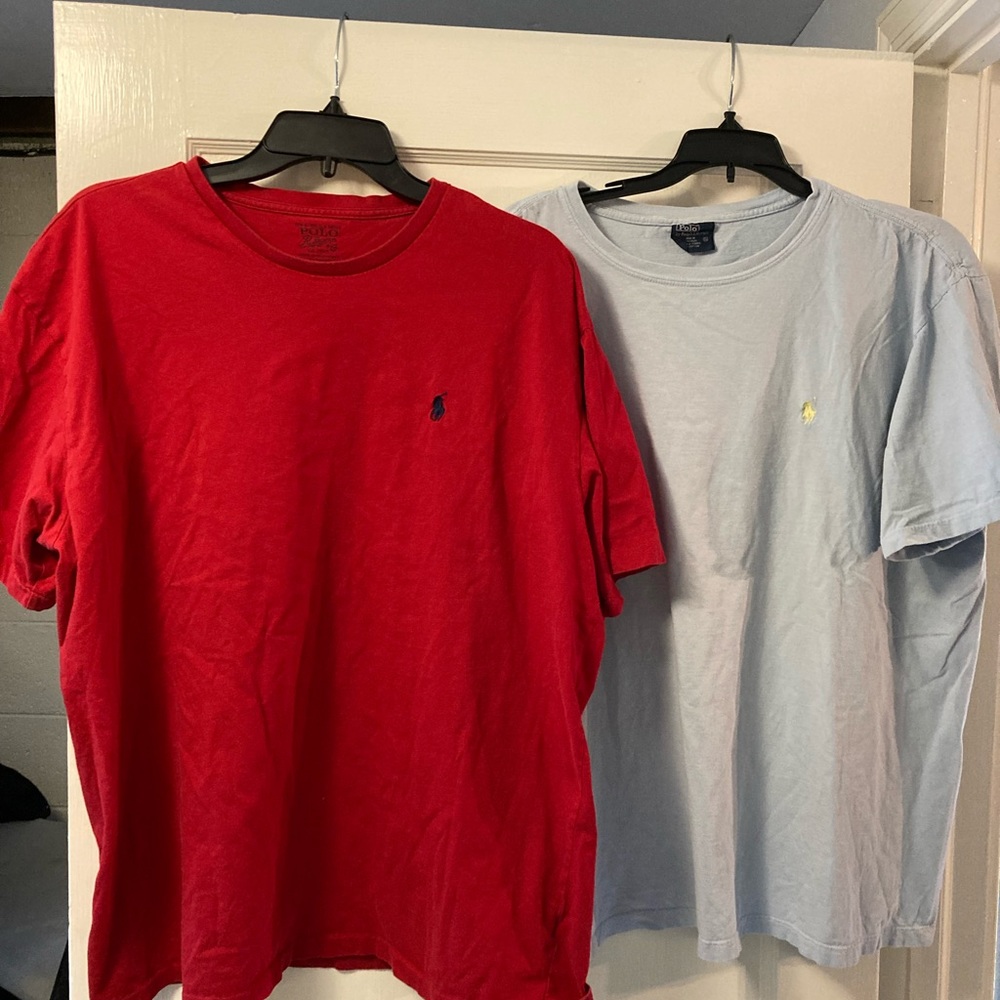 Two Polo Ralph Lauren XL t shirts. Blue and Red